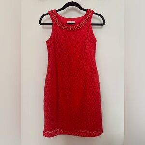 Sandra Darren Lace Dress with Embellishments